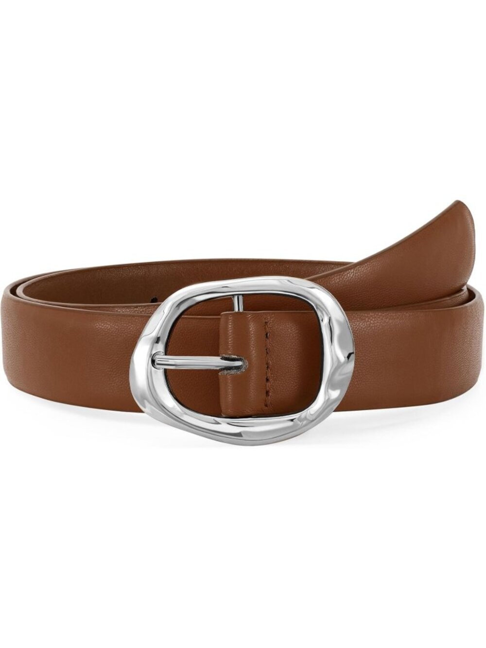 Women's Silver Coffee Faux Leather Casual Waist Stylish Fashion Belt Gold Buckle